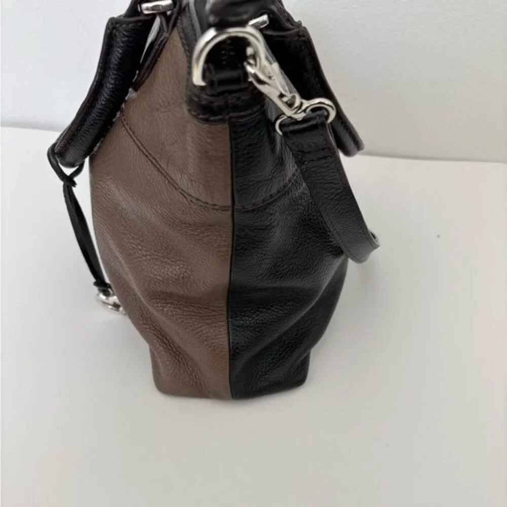 Brighton Sullivan Bag Leather Two Tone Color Block Crossbody Boho Retro Normcore - Picture 4 of 12
